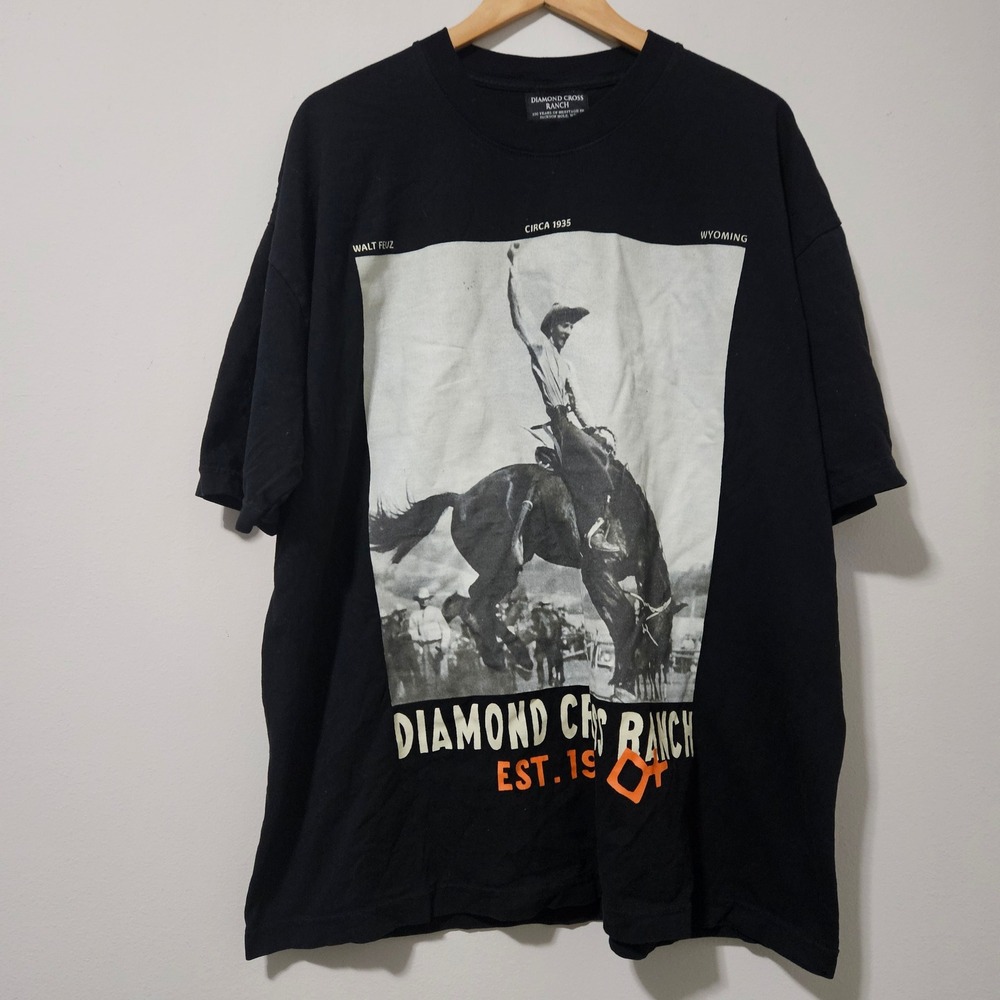 Diamond Cross Ranch Jackson Hole Wyoming Graphic T-Shirt Black Mens XL Rodeo